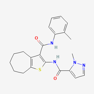 molecular formula C22H24N4O2S B4620854 1-甲基-N-(3-{[(2-甲苯基)氨基]羰基}-5,6,7,8-四氢-4H-环庚[b]噻吩-2-基)-1H-吡唑-5-甲酰胺 