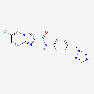 molecular formula C17H13ClN6O B4620868 6-chloro-N-[4-(1H-1,2,4-triazol-1-ylmethyl)phenyl]imidazo[1,2-a]pyridine-2-carboxamide 