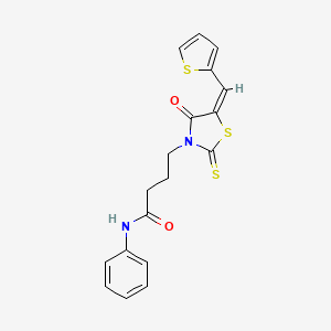 molecular formula C18H16N2O2S3 B4620895 4-[4-oxo-5-(2-thienylmethylene)-2-thioxo-1,3-thiazolidin-3-yl]-N-phenylbutanamide 
