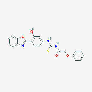molecular formula C22H17N3O4S B462099 N-[4-(1,3-benzoxazol-2-yl)-3-hydroxyphenyl]-N'-(phenoxyacetyl)thiourea CAS No. 380317-77-1