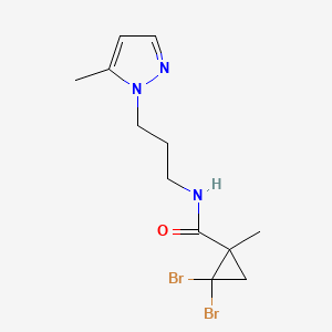 molecular formula C12H17Br2N3O B4620995 2,2-二溴-1-甲基-N-[3-(5-甲基-1H-吡唑-1-基)丙基]环丙烷甲酰胺 