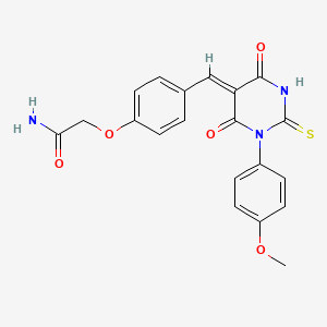 2-(4-{[1-(4-methoxyphenyl)-4,6-dioxo-2-thioxotetrahydro-5(2H)-pyrimidinylidene]methyl}phenoxy)acetamide