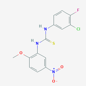 molecular formula C14H11ClFN3O3S B4621119 N-(3-chloro-4-fluorophenyl)-N'-(2-methoxy-5-nitrophenyl)thiourea 