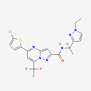 molecular formula C19H16ClF3N6OS B4621177 5-(5-chloro-2-thienyl)-N-[1-(1-ethyl-1H-pyrazol-3-yl)ethyl]-7-(trifluoromethyl)pyrazolo[1,5-a]pyrimidine-2-carboxamide 
