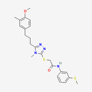 molecular formula C23H28N4O2S2 B4621184 2-({5-[3-(4-methoxy-3-methylphenyl)propyl]-4-methyl-4H-1,2,4-triazol-3-yl}thio)-N-[3-(methylthio)phenyl]acetamide 
