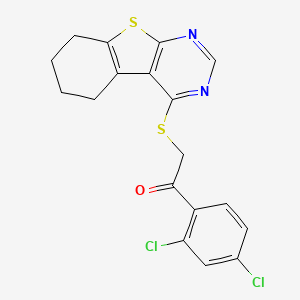 molecular formula C18H14Cl2N2OS2 B4621185 1-(2,4-二氯苯基)-2-(5,6,7,8-四氢[1]苯并噻吩并[2,3-d]嘧啶-4-基硫代)乙酮 