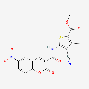 molecular formula C18H11N3O7S B4621193 4-氰基-3-甲基-5-{[(6-硝基-2-氧代-2H-色满-3-基)羰基]氨基}-2-噻吩甲酸甲酯 
