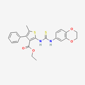molecular formula C23H22N2O4S2 B4621239 ethyl 2-{[(2,3-dihydro-1,4-benzodioxin-6-ylamino)carbonothioyl]amino}-5-methyl-4-phenyl-3-thiophenecarboxylate 