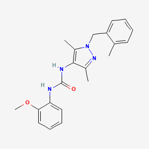 molecular formula C21H24N4O2 B4621252 N-[3,5-dimethyl-1-(2-methylbenzyl)-1H-pyrazol-4-yl]-N'-(2-methoxyphenyl)urea 