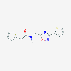 molecular formula C14H13N3O2S2 B4621268 N-甲基-2-(2-噻吩基)-N-{[3-(2-噻吩基)-1,2,4-恶二唑-5-基]甲基}乙酰胺 