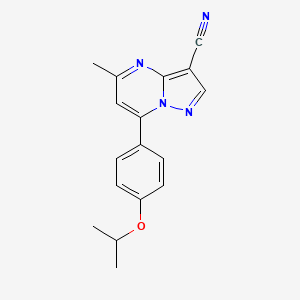 molecular formula C17H16N4O B4621293 7-(4-isopropoxyphenyl)-5-methylpyrazolo[1,5-a]pyrimidine-3-carbonitrile 