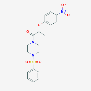 molecular formula C19H21N3O6S B4621343 1-[2-(4-硝基苯氧基)丙酰基]-4-(苯磺酰基)哌嗪 