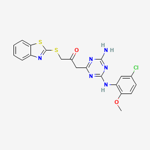 molecular formula C20H17ClN6O2S2 B4621364 1-{4-amino-6-[(5-chloro-2-methoxyphenyl)amino]-1,3,5-triazin-2-yl}-3-(1,3-benzothiazol-2-ylthio)acetone 