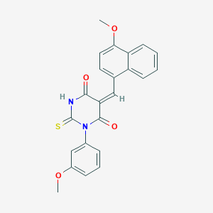 molecular formula C23H18N2O4S B4621402 5-[(4-甲氧基-1-萘基)亚甲基]-1-(3-甲氧基苯基)-2-硫代二氢-4,6(1H,5H)-嘧啶二酮 