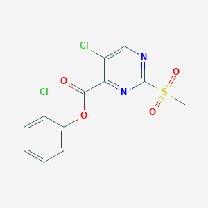 molecular formula C12H8Cl2N2O4S B4621410 2-氯苯基 5-氯-2-(甲磺酰基)-4-嘧啶甲酸酯 