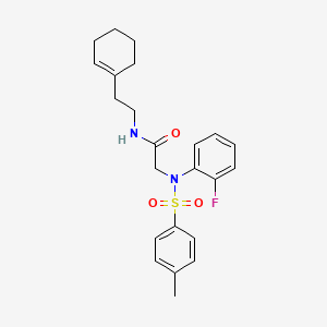 molecular formula C23H27FN2O3S B4621419 N~1~-[2-(1-cyclohexen-1-yl)ethyl]-N~2~-(2-fluorophenyl)-N~2~-[(4-methylphenyl)sulfonyl]glycinamide 