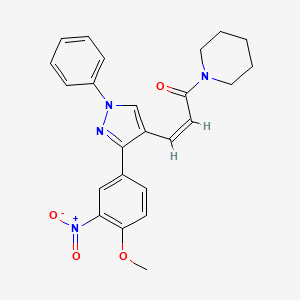 molecular formula C24H24N4O4 B4621457 1-{3-[3-(4-methoxy-3-nitrophenyl)-1-phenyl-1H-pyrazol-4-yl]acryloyl}piperidine 