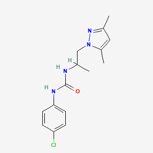molecular formula C15H19ClN4O B4621482 N-(4-chlorophenyl)-N'-[2-(3,5-dimethyl-1H-pyrazol-1-yl)-1-methylethyl]urea 