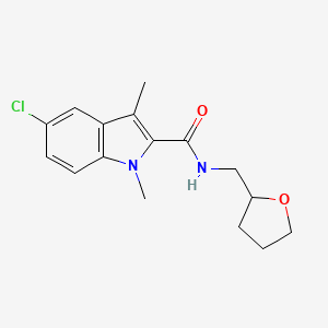 molecular formula C16H19ClN2O2 B4621514 5-chloro-1,3-dimethyl-N-(tetrahydro-2-furanylmethyl)-1H-indole-2-carboxamide 