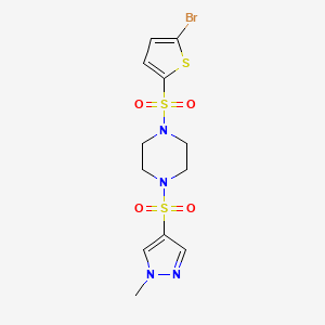 molecular formula C12H15BrN4O4S3 B4621518 1-[(5-溴-2-噻吩基)磺酰基]-4-[(1-甲基-1H-吡唑-4-基)磺酰基]哌嗪 