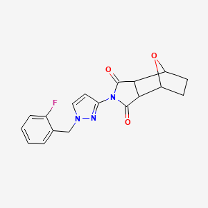 molecular formula C18H16FN3O3 B4621535 4-[1-(2-fluorobenzyl)-1H-pyrazol-3-yl]-10-oxa-4-azatricyclo[5.2.1.0~2,6~]decane-3,5-dione 