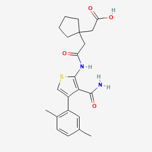 molecular formula C22H26N2O4S B4621539 [1-(2-{[3-(aminocarbonyl)-4-(2,5-dimethylphenyl)-2-thienyl]amino}-2-oxoethyl)cyclopentyl]acetic acid 