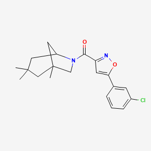 molecular formula C20H23ClN2O2 B4621554 6-{[5-(3-chlorophenyl)-3-isoxazolyl]carbonyl}-1,3,3-trimethyl-6-azabicyclo[3.2.1]octane 