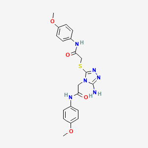 molecular formula C20H22N6O4S B4621559 2-[3-amino-5-({2-[(4-methoxyphenyl)amino]-2-oxoethyl}thio)-4H-1,2,4-triazol-4-yl]-N-(4-methoxyphenyl)acetamide 