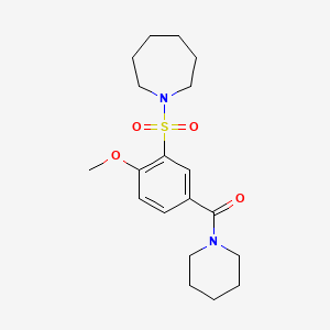 molecular formula C19H28N2O4S B4621589 1-{[2-methoxy-5-(1-piperidinylcarbonyl)phenyl]sulfonyl}azepane 