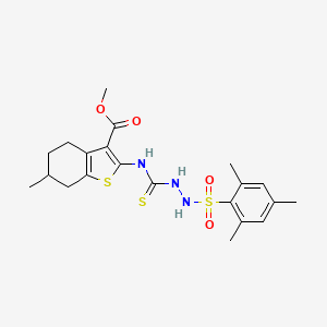 molecular formula C21H27N3O4S3 B4621603 methyl 2-({[2-(mesitylsulfonyl)hydrazino]carbonothioyl}amino)-6-methyl-4,5,6,7-tetrahydro-1-benzothiophene-3-carboxylate 