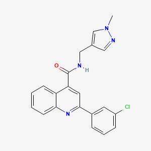 molecular formula C21H17ClN4O B4621642 2-(3-chlorophenyl)-N-[(1-methyl-1H-pyrazol-4-yl)methyl]-4-quinolinecarboxamide 