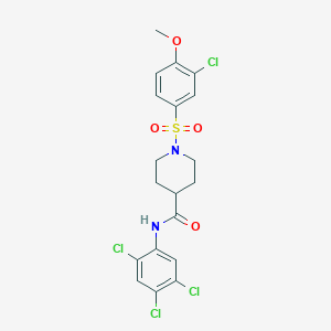 molecular formula C19H18Cl4N2O4S B4621651 1-[(3-chloro-4-methoxyphenyl)sulfonyl]-N-(2,4,5-trichlorophenyl)-4-piperidinecarboxamide 