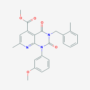 molecular formula C25H23N3O5 B4621658 methyl 1-(3-methoxyphenyl)-7-methyl-3-(2-methylbenzyl)-2,4-dioxo-1,2,3,4-tetrahydropyrido[2,3-d]pyrimidine-5-carboxylate 