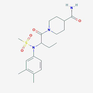 molecular formula C19H29N3O4S B4621659 1-{2-[(3,4-dimethylphenyl)(methylsulfonyl)amino]butanoyl}-4-piperidinecarboxamide 