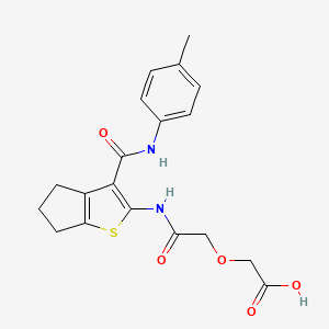 molecular formula C19H20N2O5S B4621681 {2-[(3-{[(4-methylphenyl)amino]carbonyl}-5,6-dihydro-4H-cyclopenta[b]thien-2-yl)amino]-2-oxoethoxy}acetic acid 