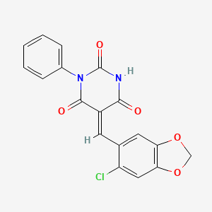 molecular formula C18H11ClN2O5 B4621701 5-[(6-氯-1,3-苯并二氧杂环-5-基)亚甲基]-1-苯基-2,4,6(1H,3H,5H)-嘧啶三酮 