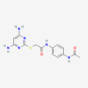 N-[4-(acetylamino)phenyl]-2-[(4,6-diamino-2-pyrimidinyl)thio]acetamide