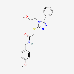 molecular formula C21H24N4O3S B4621826 N-(4-methoxybenzyl)-2-{[4-(2-methoxyethyl)-5-phenyl-4H-1,2,4-triazol-3-yl]thio}acetamide 