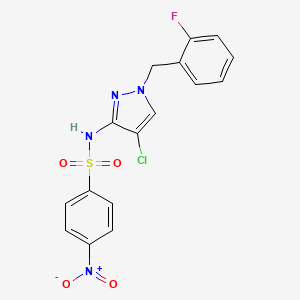 molecular formula C16H12ClFN4O4S B4621832 N-[4-chloro-1-(2-fluorobenzyl)-1H-pyrazol-3-yl]-4-nitrobenzenesulfonamide 