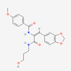 molecular formula C21H22N2O6 B4621835 N-(2-(1,3-benzodioxol-5-yl)-1-{[(3-hydroxypropyl)amino]carbonyl}vinyl)-4-methoxybenzamide 