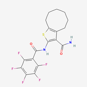 molecular formula C18H15F5N2O2S B4621868 2-[(五氟苯甲酰)氨基]-4,5,6,7,8,9-六氢环辛[b]噻吩-3-甲酰胺 