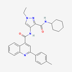 molecular formula C29H31N5O2 B4621876 N-{3-[(cyclohexylamino)carbonyl]-1-ethyl-1H-pyrazol-4-yl}-2-(4-methylphenyl)-4-quinolinecarboxamide 