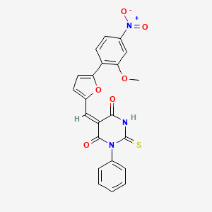 molecular formula C22H15N3O6S B4621928 5-{[5-(2-methoxy-4-nitrophenyl)-2-furyl]methylene}-1-phenyl-2-thioxodihydro-4,6(1H,5H)-pyrimidinedione 