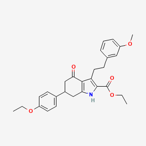 molecular formula C28H31NO5 B4621930 ethyl 6-(4-ethoxyphenyl)-3-[2-(3-methoxyphenyl)ethyl]-4-oxo-4,5,6,7-tetrahydro-1H-indole-2-carboxylate 