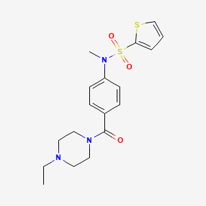 molecular formula C18H23N3O3S2 B4621946 N-{4-[(4-ethyl-1-piperazinyl)carbonyl]phenyl}-N-methyl-2-thiophenesulfonamide 