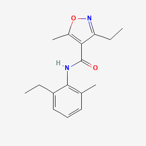 molecular formula C16H20N2O2 B4621953 3-ethyl-N-(2-ethyl-6-methylphenyl)-5-methyl-4-isoxazolecarboxamide 