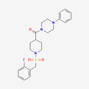 molecular formula C23H28FN3O3S B4621958 1-({1-[(2-fluorobenzyl)sulfonyl]-4-piperidinyl}carbonyl)-4-phenylpiperazine 