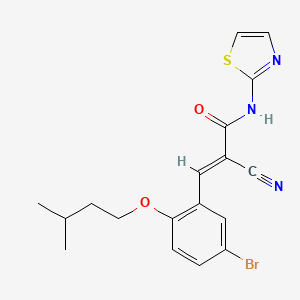 molecular formula C18H18BrN3O2S B4621973 3-[5-bromo-2-(3-methylbutoxy)phenyl]-2-cyano-N-1,3-thiazol-2-ylacrylamide 