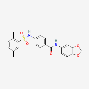 molecular formula C22H20N2O5S B4621997 N-1,3-苯并二氧杂环-5-基-4-{[(2,5-二甲苯基)磺酰基]氨基}苯甲酰胺 