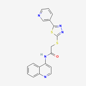 molecular formula C18H13N5OS2 B4622024 2-{[5-(3-pyridinyl)-1,3,4-thiadiazol-2-yl]thio}-N-4-quinolinylacetamide 